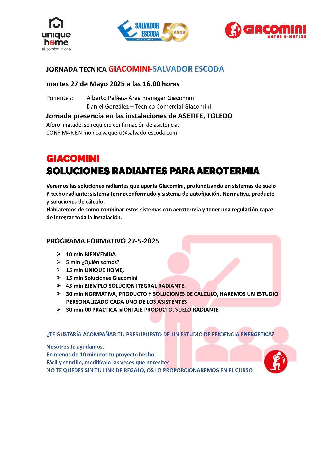 Curso Soluciones Radiantes para Aerotermia - Jornada Técnica GIACOMINI Y SALVADOR ESCODA: Soluciones radiantes para aerotermia.
