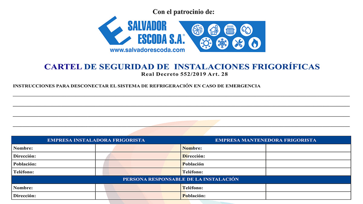 cartel RSIF - Cartel seguridad en instalaciones frigoríficas